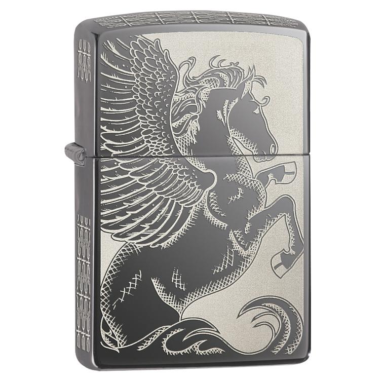 Zippo 28802 Black Ice-Prancing Horse Lighter 