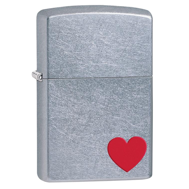 Zippo 29060 Red Heart Street Chrome Lighter 
