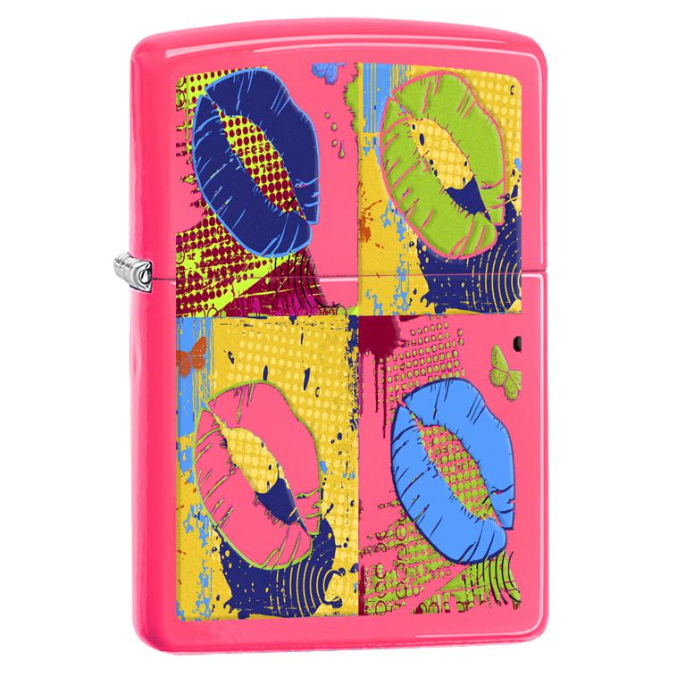Zippo Pop Art Neon Pink Lighter