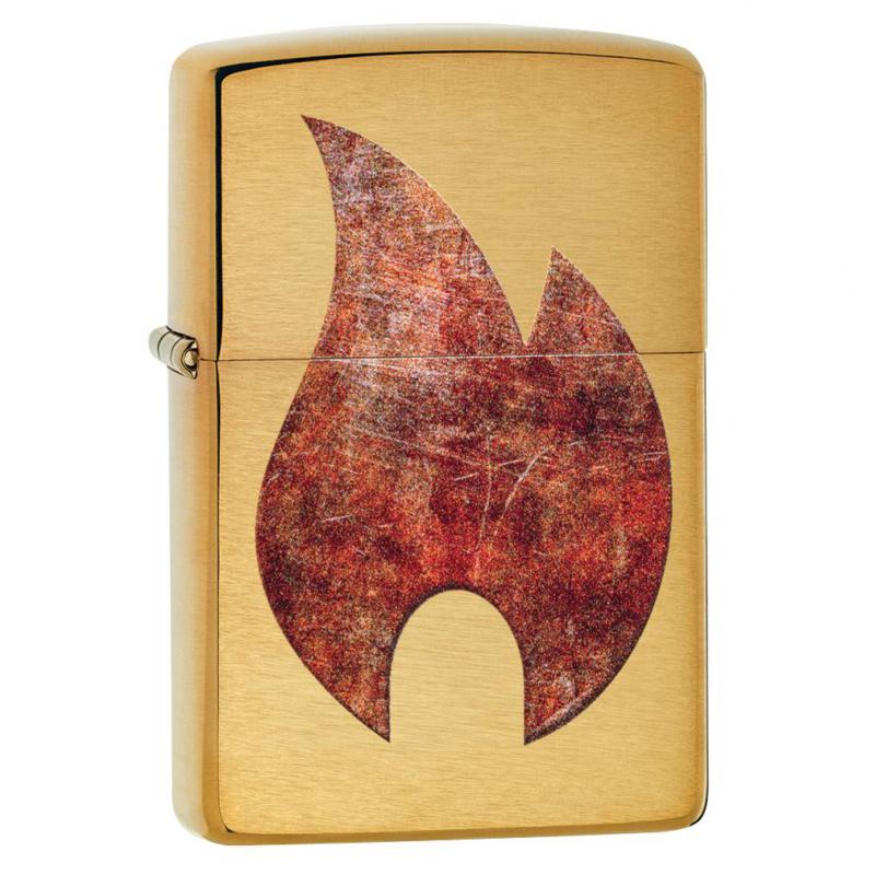 Zippo Brushed Brass Oxidized Flame