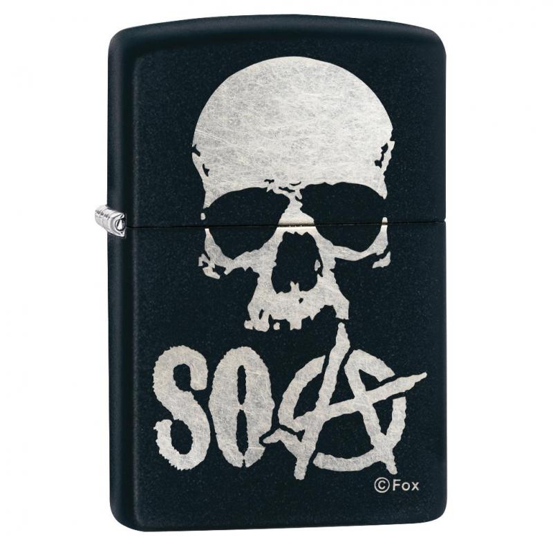Zippo Black Matte SOA Skull Lighter