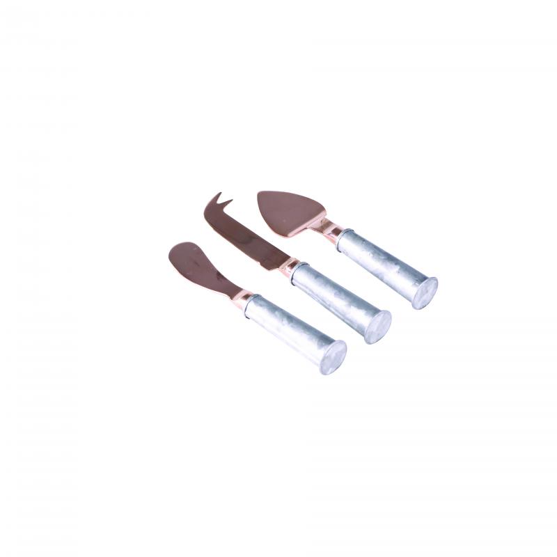 Wilkie Brothers 3 Piece Cheese Knife Set Rose Gold With Galvanised Handles