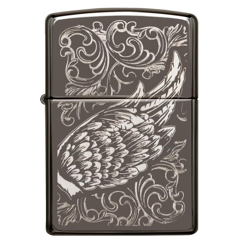 Zippo 150 Filigree Flame And Wing Design