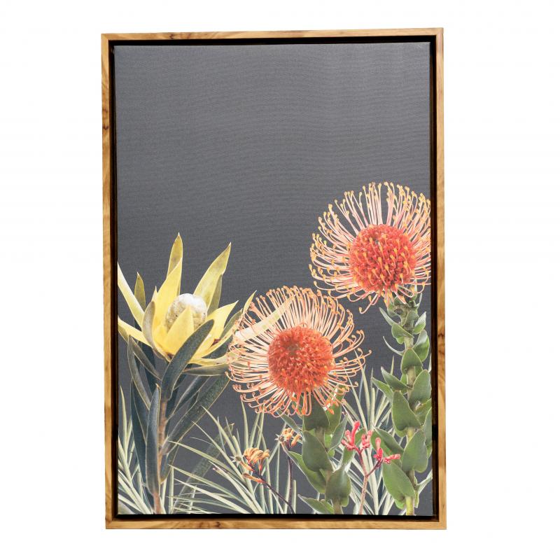 Splosh Flourish Dark Native Framed Canvas | 44x64cm