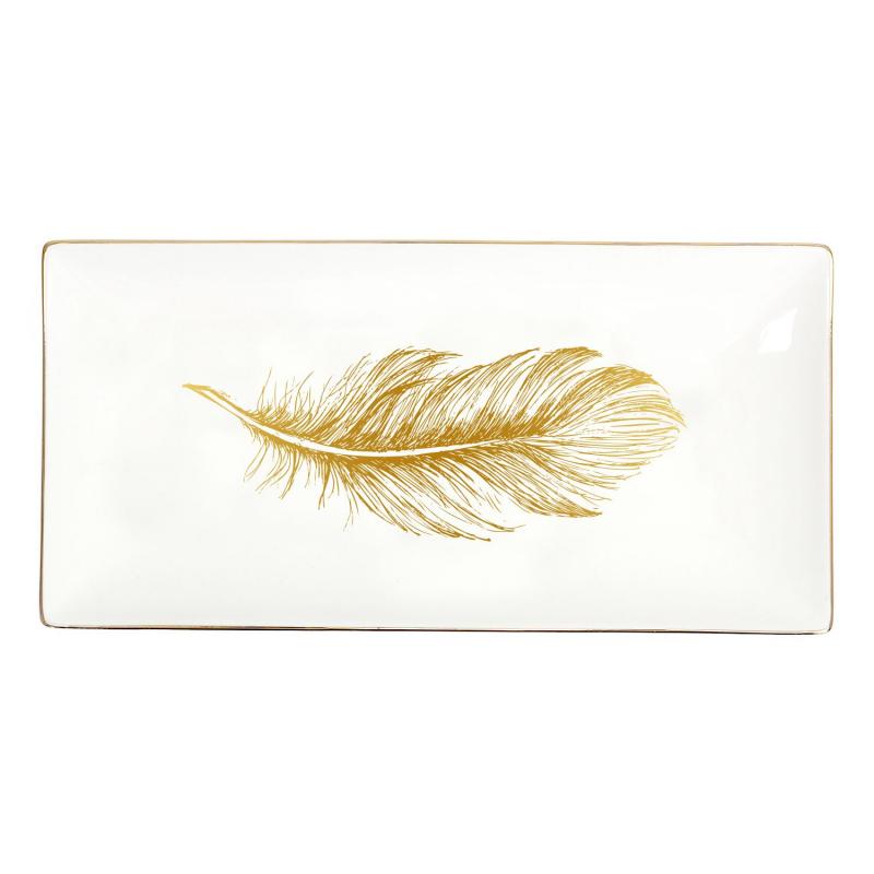 Splosh Tranquil Gold Feather Small Platter