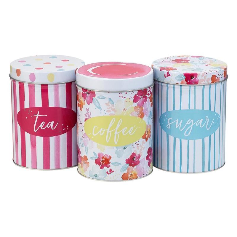 Symphony Summer Bloom Tea, Coffee, Sugar Tins | Multi