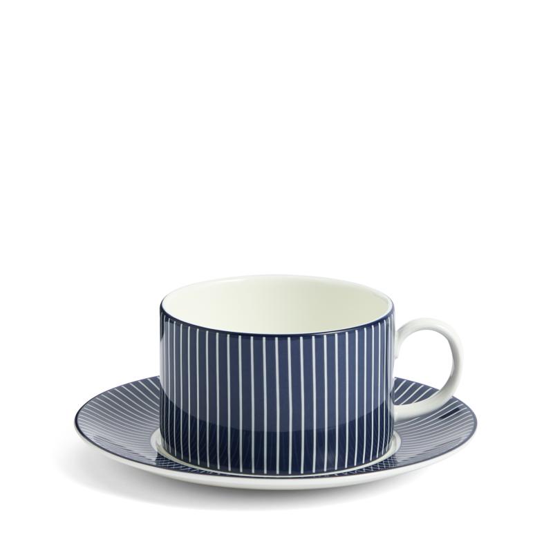 Wedgwood Gio Pinstripe Blue Teacup & Saucer
