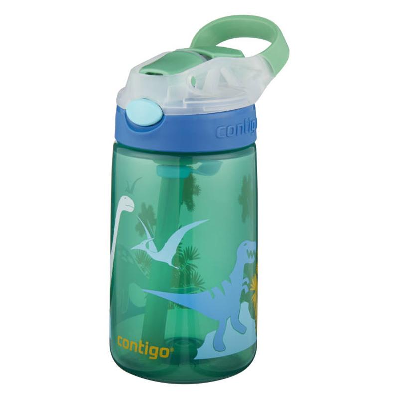 Contigo Gizmo Kids Drink Bottle Flip Autospout 420ml | Green Jungle Dino