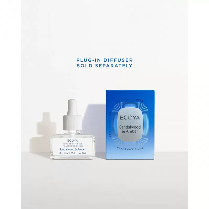 Ecoya Plug-In Diffuser Fragrance Flask 24ml | Sandalwood & Amber