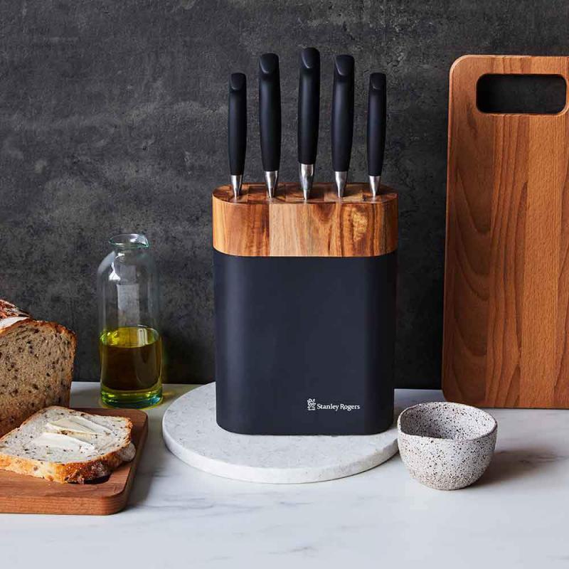 Stanley Rogers Black Oval Knife Block 6 Piece