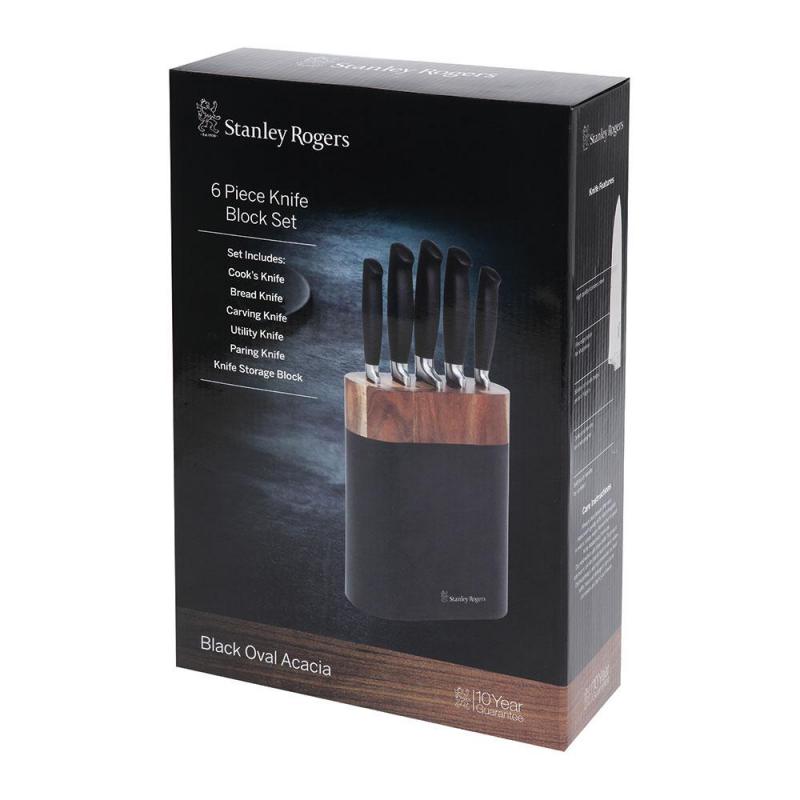 Stanley Rogers Black Oval Knife Block 6 Piece