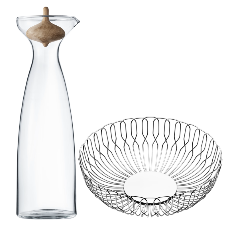 Georg Jensen Alfredo Bread Basket & Carafe 1L | 2 Piece