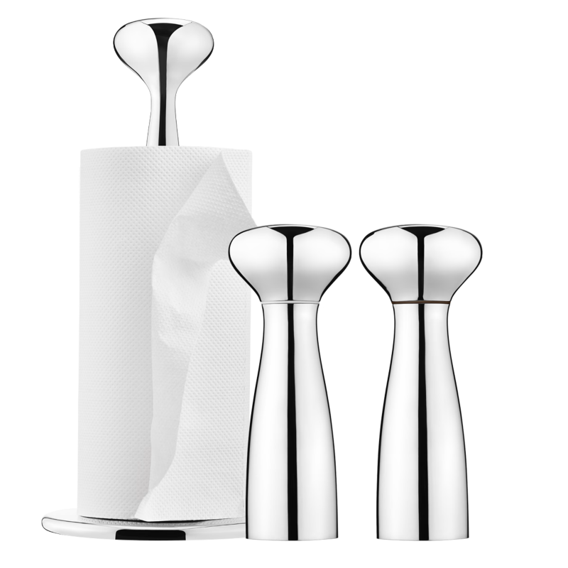 Georg Jensen Alfredo Kitchen Roll Holder & Salt and Pepper Mill | 3 Piece