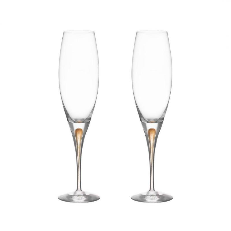 Orrefors Intermezzo Gold Champagne Glass 260ml | 2 Piece