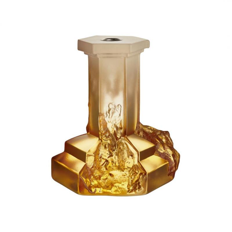 Kosta Boda Rocky Baroque Candle Holder Amber Haze | 17.5cm