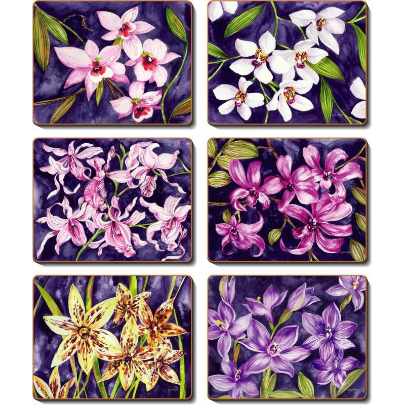 Cinnamon Orchid Garden Cork Backed Placemats | Set of 6pcs 