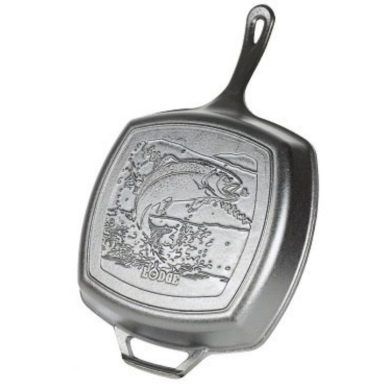 Lodge - 10.5" Fish Wildlife Stamped Cast Iron Square Skillet