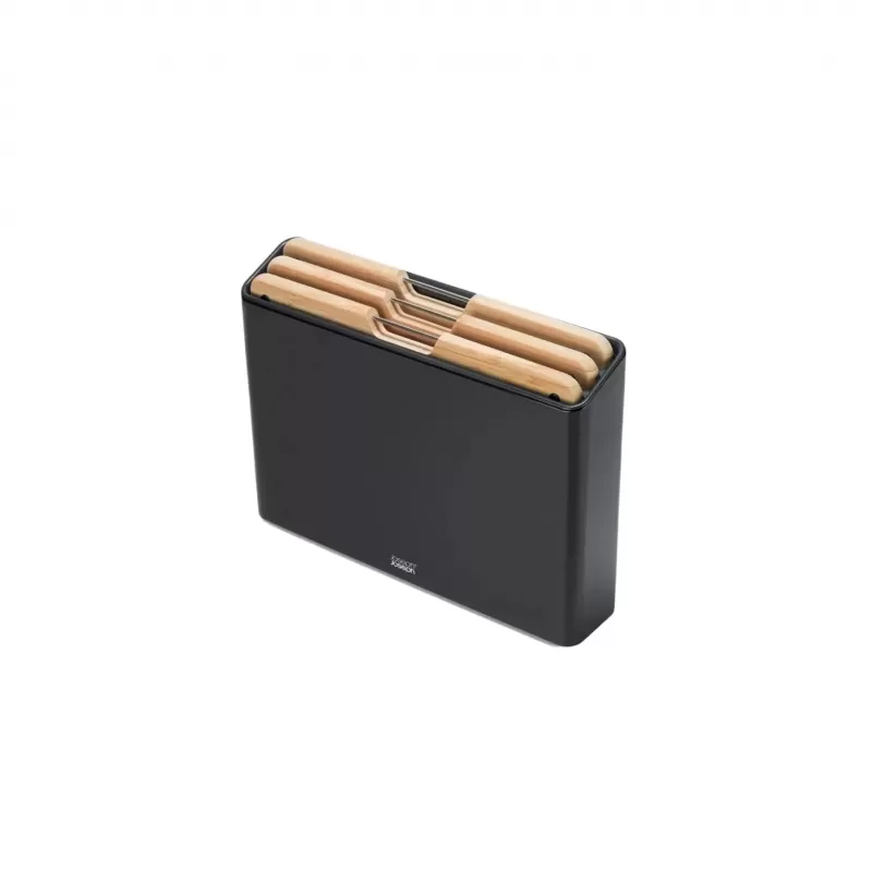 Joseph Joseph Folio Steel Bamboo Chopping Board Set with Black Stainless Steel Case | 3 Piece