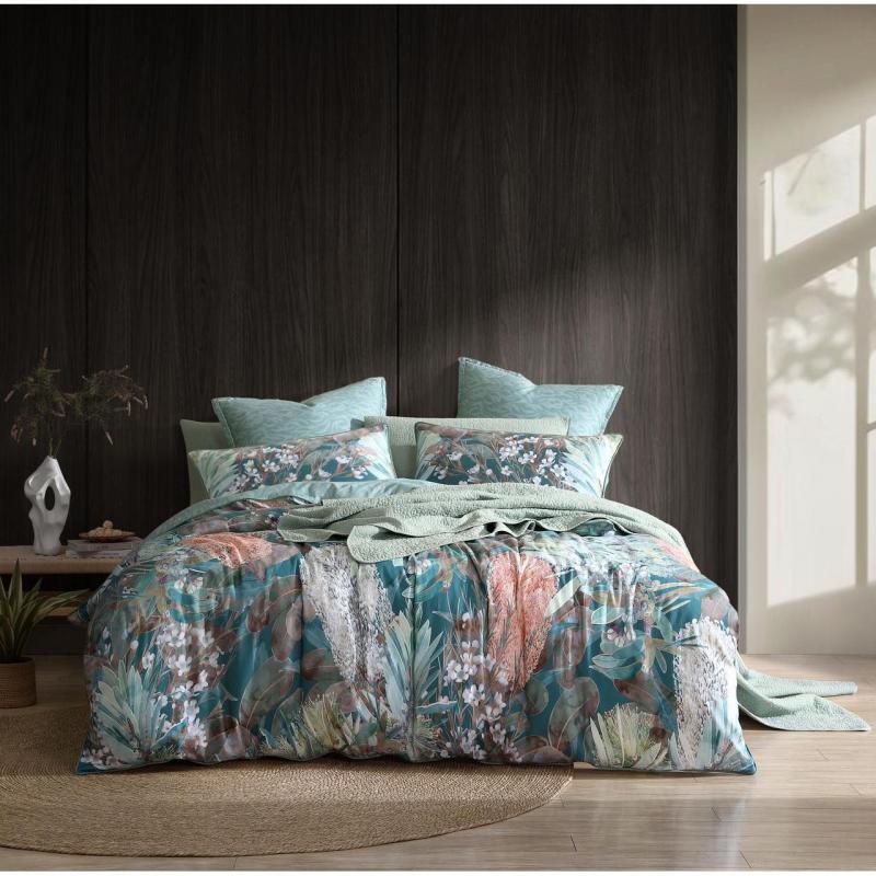 Logan & Mason Tomah Eucalyptus Quilt Cover Set | Queen Bed