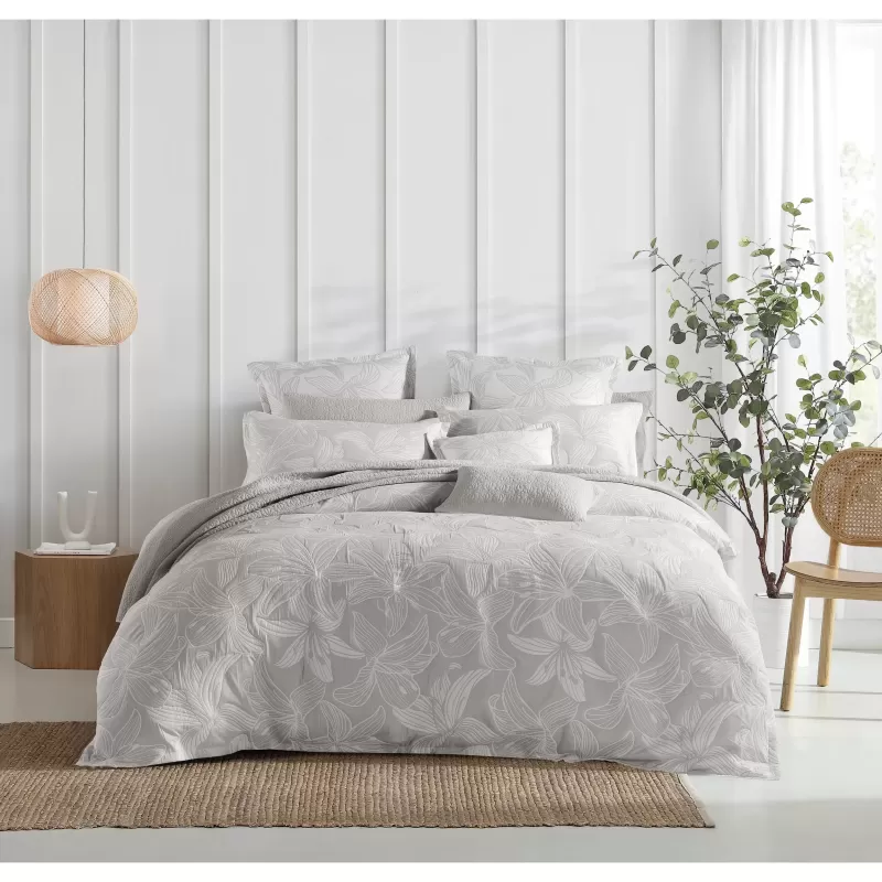 Platinum Grace Dove Quilt Cover Set | Super King Bed