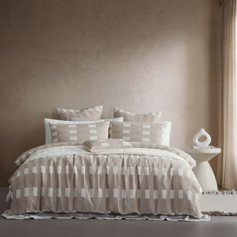Platinum Edge Coffee Quilt Cover Set | Queen Bed