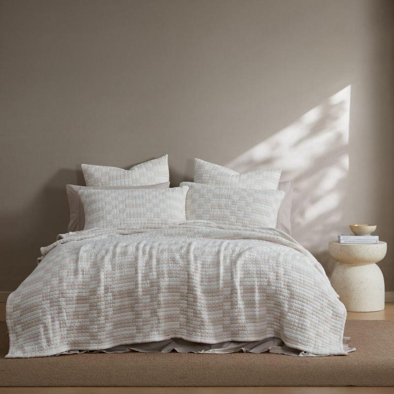 Platinum Module Stone Coverlet Set | Queen/King Bed