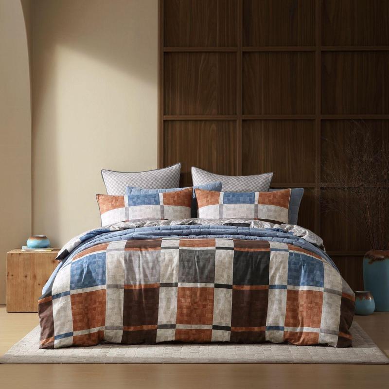 Logan & Mason Stonehaven Chocolate Quilt Cover Set | King Bed