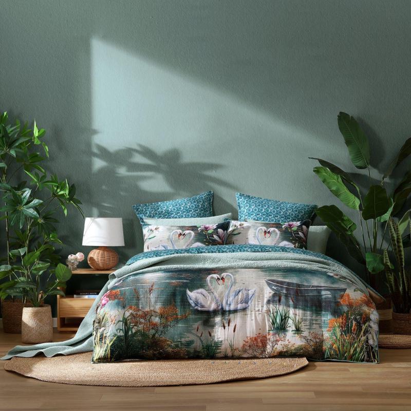 Logan & Mason Akari Teal Quilt Cover Set | Queen Bed