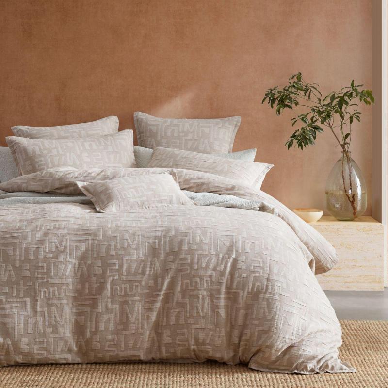 Platinum Cyprus Coffee Quilt Cover Set | Queen Bed
