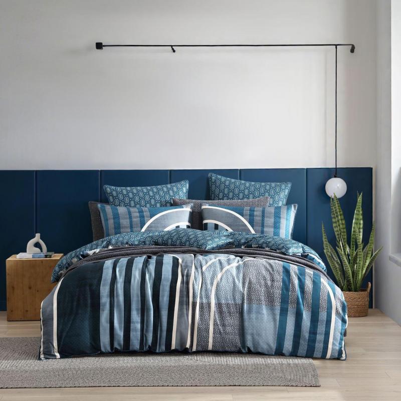 Logan & Mason Pathway Teal Quilt Cover Set | Queen Bed