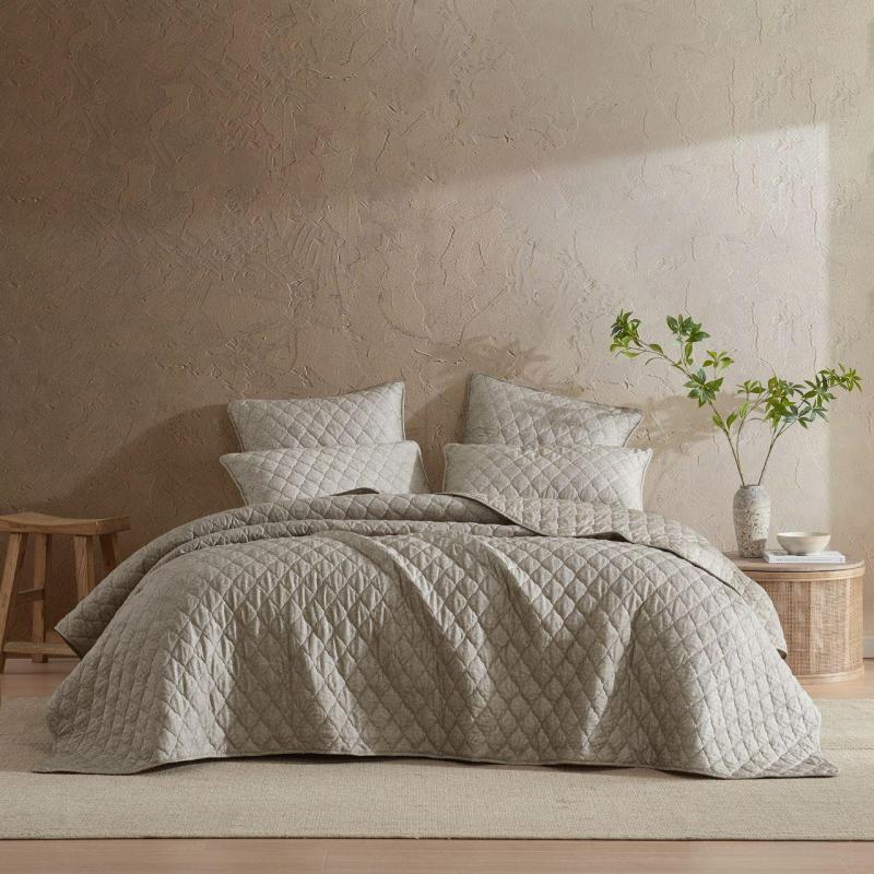 Logan & Mason Blair Taupe Coverlet Set | Queen/King Bed