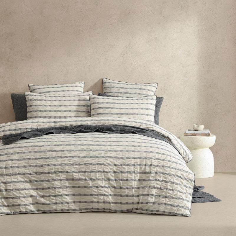 Platinum Sycamore Charcoal Quilt Cover Set | Super King Bed