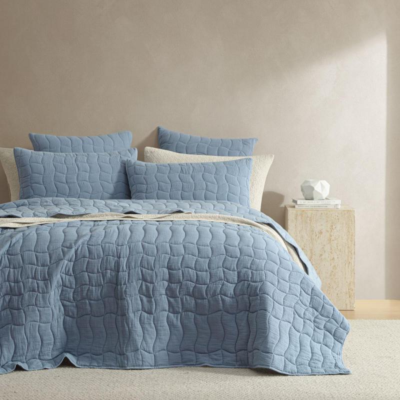 Platinum Cascade Slate Coverlet Set | Queen/King Bed