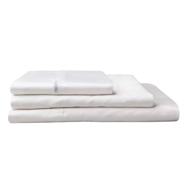 Logan & Mason 400TC Egyptian Cotton Sateen Fitted Sheet White | Mega Super King Bed