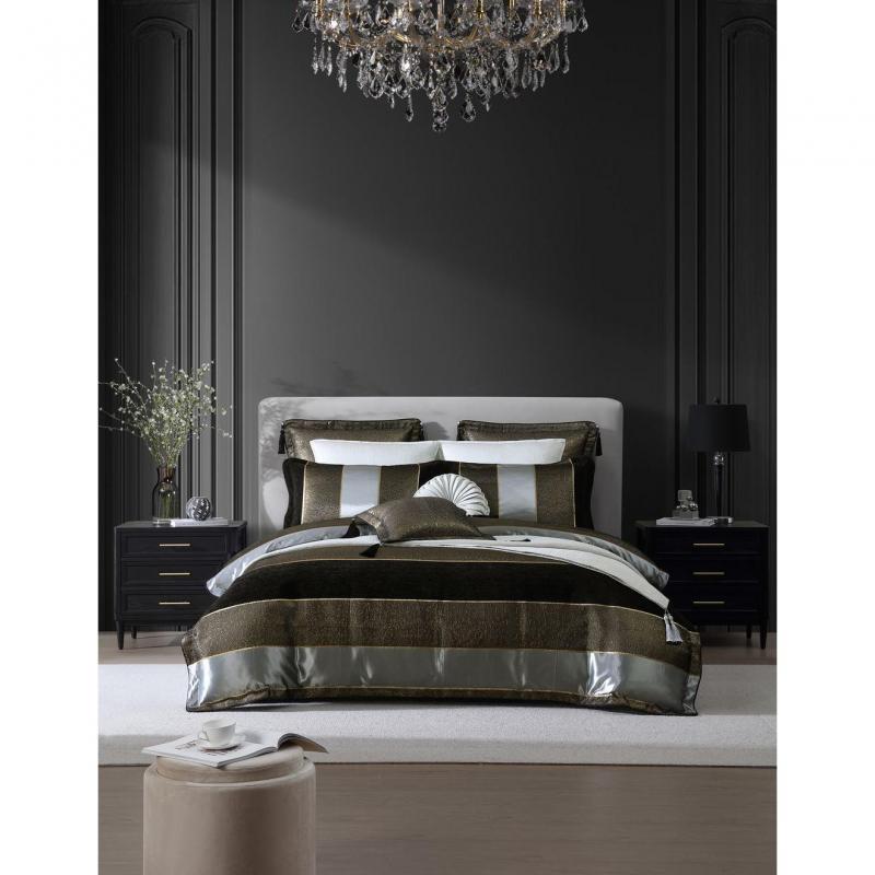 Davinci Sovereign Stripe Bronze Quilt Cover Set | Super King Bed