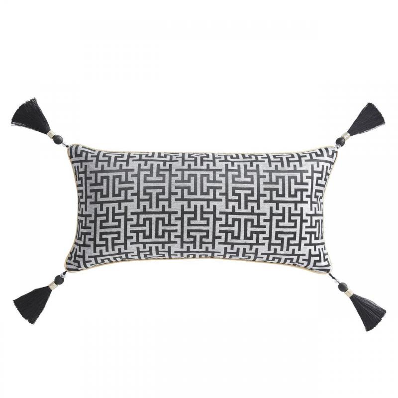 Davinci Tywin Black Long Filled Cushion | 30x50cm