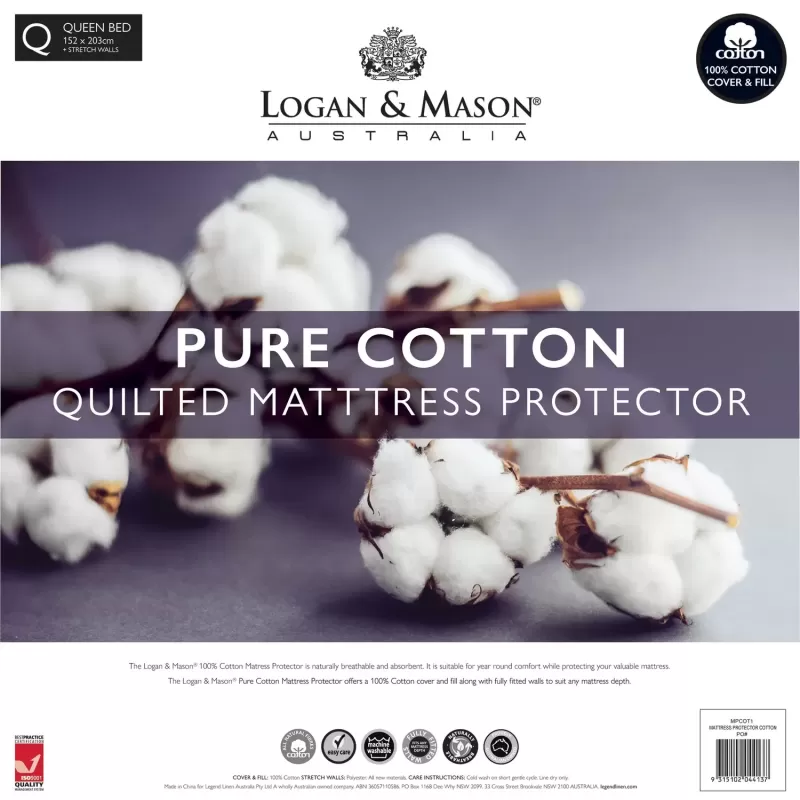 Logan & Mason Quilted Cotton Mattress Protector | Long Single Bed