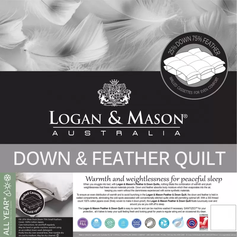 Logan & Mason 25/75 Duck Down and Feather Quilt | King Bed