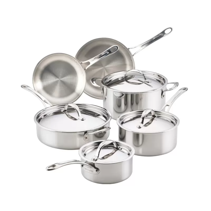 Anolon EverLast Tri-Ply Clad Stainless Steel Induction Cookware Set | 10 Piece