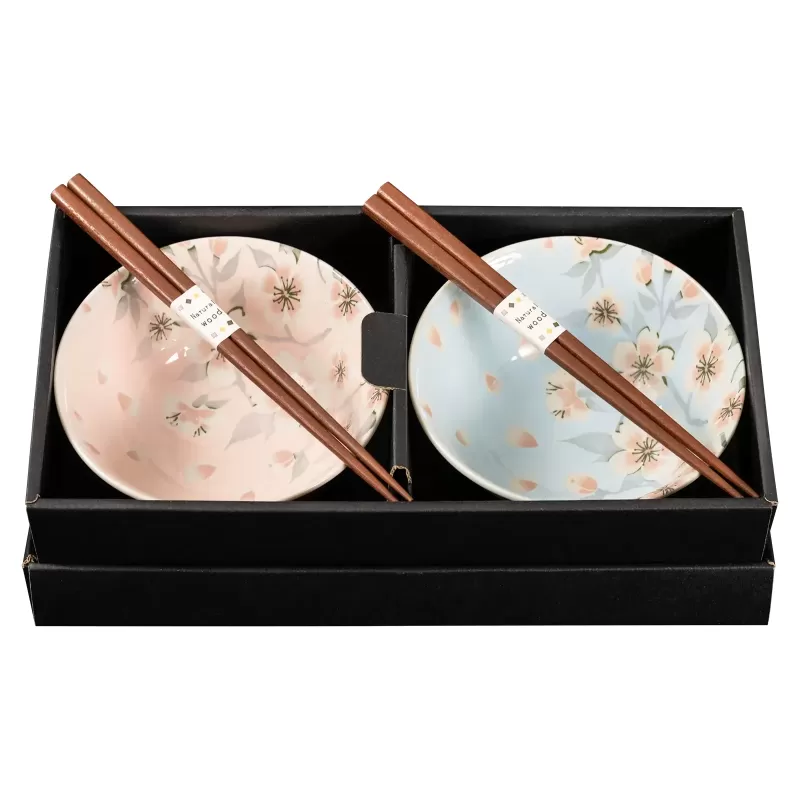 Omotenashi Edazakura Bowl 15cm with Chopsticks | Set of 4