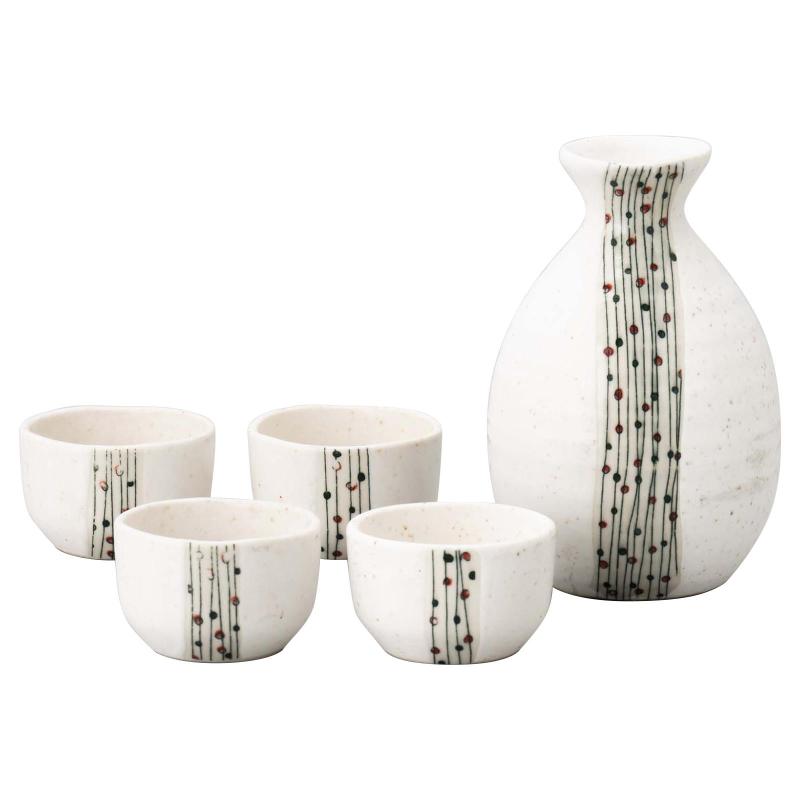 Omotenashi Doban Tamasudare Sake Set Matte White | Sake & 4 Cups