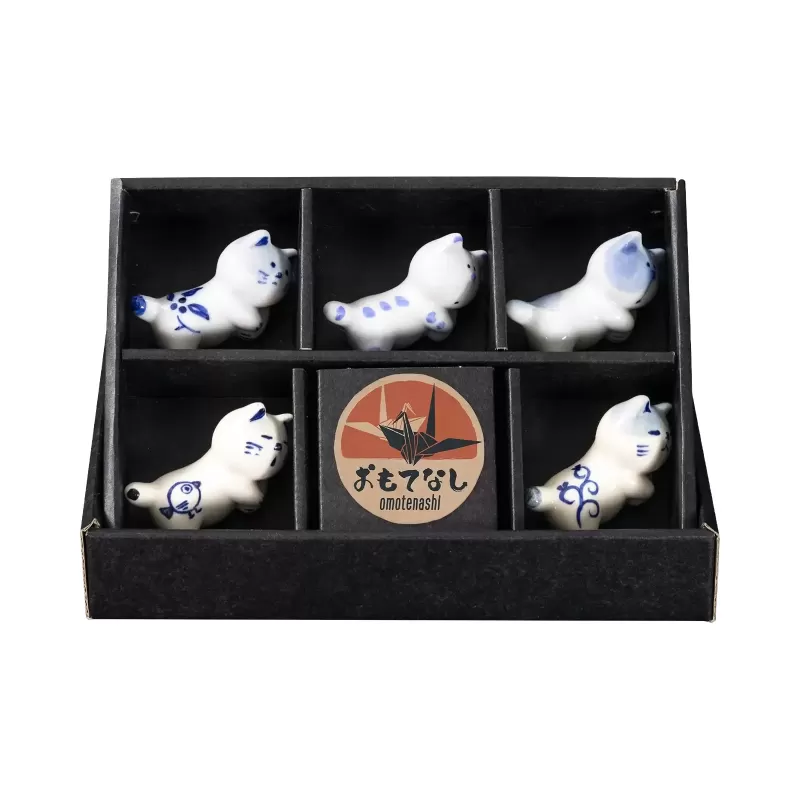 Omotenashi Hand Painted Cats Chopstick Rest | Set of 5