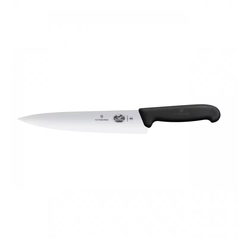 Victorinox Cooks/Carving Knife Wavy Edge Blade Fibrox 19cm | Black