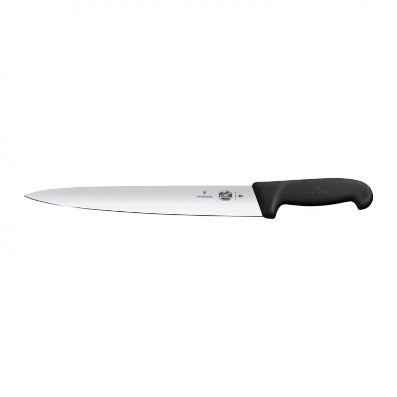 Victorinox Slicing Knife Pointed Tip Wide Blade Fibrox 25cm | Black