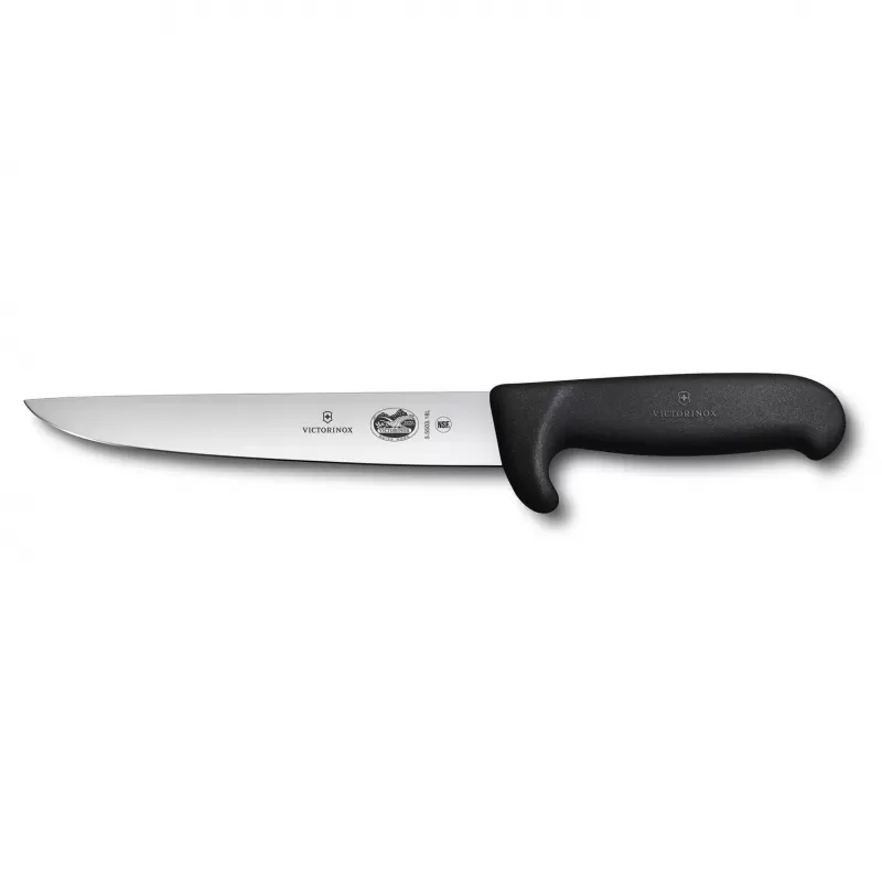 Victorinox Sticking Knife Straight Edge Blade Safety Nose Fibrox 18cm | Black
