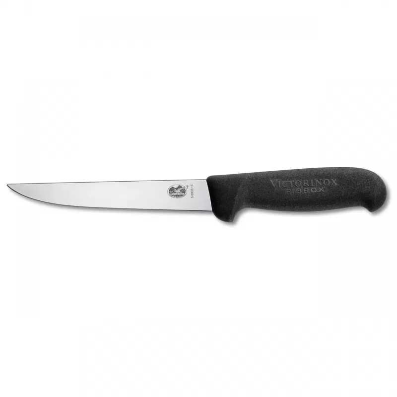 Victorinox Boning Knife Straight Wide Blade Fibrox 12cm | Black
