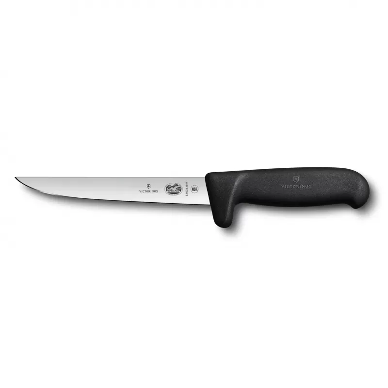 Victorinox Boning Knife Straight Wide Blade Safety Grip Fibrox 15cm | Black