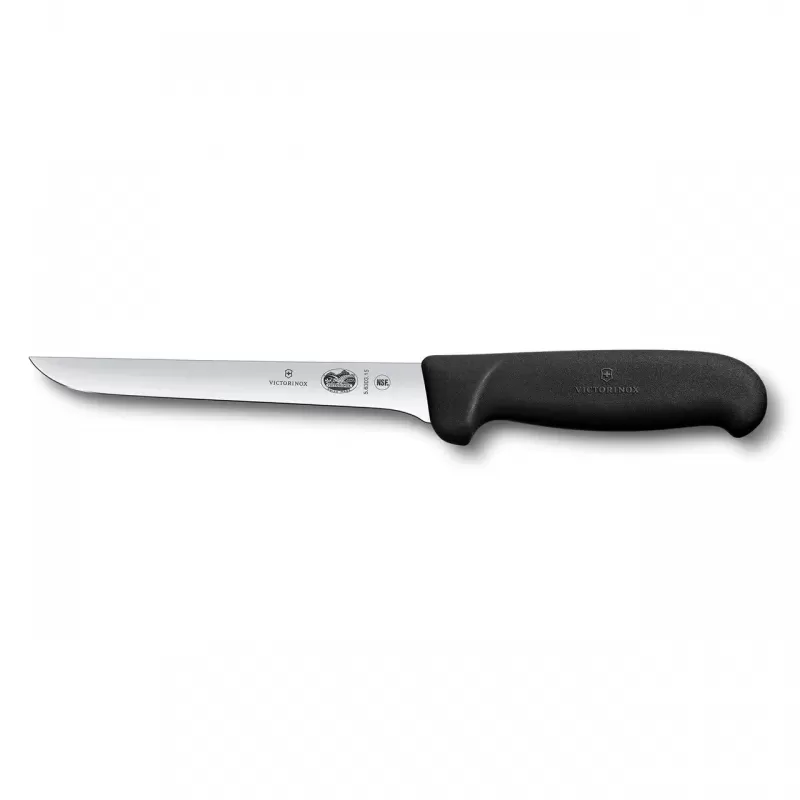 Victorinox Boning Knife Straight Extra Narrow Blade Fibrox 15cm | Black