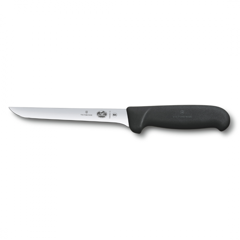 Victorinox Boning Knife Straight Wide Blade Fibrox 15cm | Black
