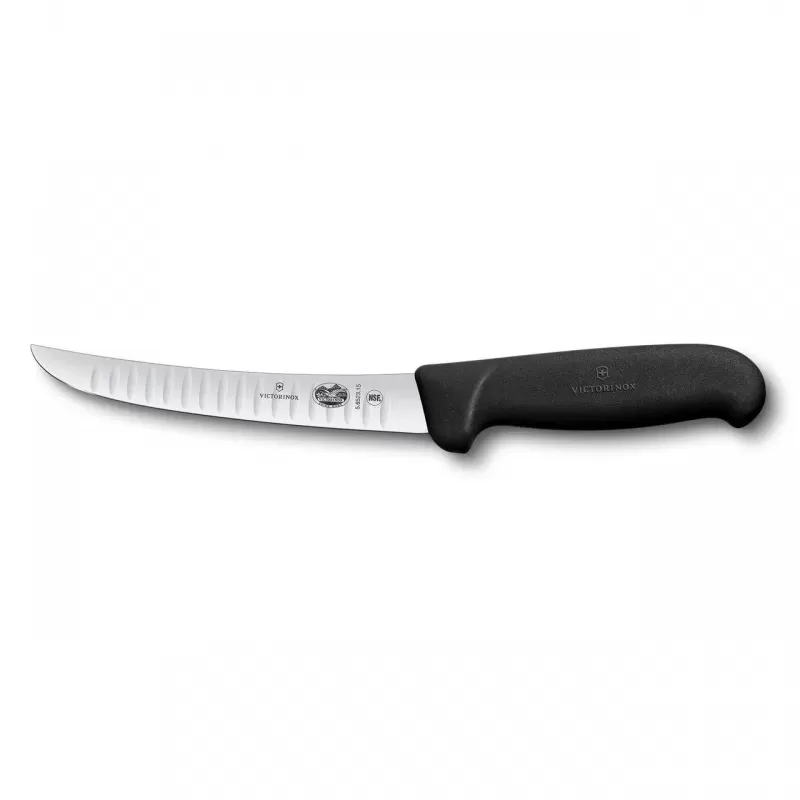 Victorinox Boning Knife Curved Fluted Blade Fibrox 15cm | Black